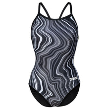 Load image into Gallery viewer, arena-womens-marbled-lightdrop-back-one-piece-swimsuit-black-black-multi-005563-550-ontario-swim-hub-2
