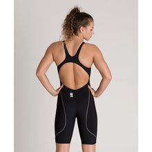 Load image into Gallery viewer, arena Race Suit for Women in Black - Women’s Powerskin ST 2.0 Full Body Short Leg Open Back Kneeskin model back

