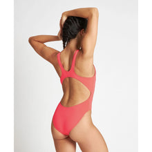Load image into Gallery viewer, arena-womens-solid-swim-tech-high-one-piece-swimsuit-fluo-red-2a241-405-ontario-swim-hub-6
