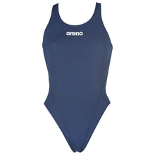 Load image into Gallery viewer,     arena-womens-solid-swim-tech-high-one-piece-swimsuit-navy-white-2a594-75-ontario-swim-hub-2
