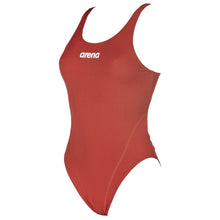 Load image into Gallery viewer,     arena-womens-solid-swim-tech-high-one-piece-swimsuit-red-white-2a241-45-ontario-swim-hub-1
