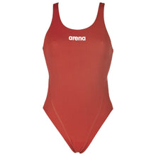 Load image into Gallery viewer, arena-womens-solid-swim-tech-high-one-piece-swimsuit-red-white-2a241-45-ontario-swim-hub-2
