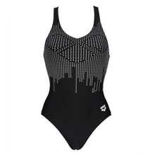 Load image into Gallery viewer, ONLY SIZE 32 - WOMEN&#39;S STUDDED V BACK - BLACK - OntarioSwimHub
