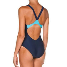 Load image into Gallery viewer, ONLY SIZE 32 - WOMEN&#39;S STUDDED V BACK - NAVY - OntarioSwimHub
