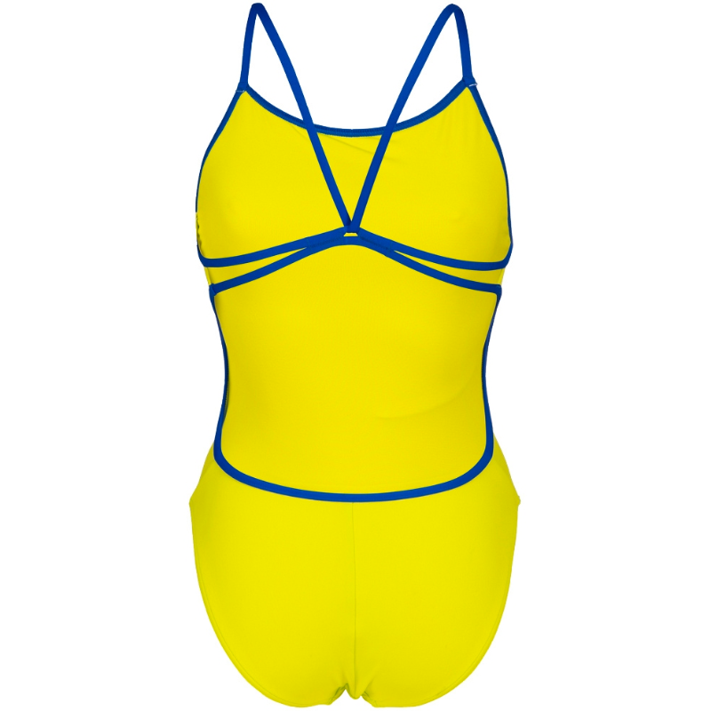 ARENA WOMEN'S TEAM SWIMSUIT LACE BACK SOLID - SOFT GREEN/NEON BLUE ...