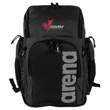 Load image into Gallery viewer,     eswim-arena-team-backpack-45-black-embroidered-ontario-swim-hub-1
