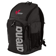 Load image into Gallery viewer, eswim-arena-team-backpack-45-black-embroidered-ontario-swim-hub-2
